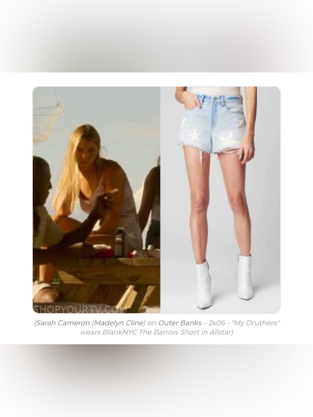 ASO Sarah Cameron Outer Banks Blank NYC Star Denim Shorts